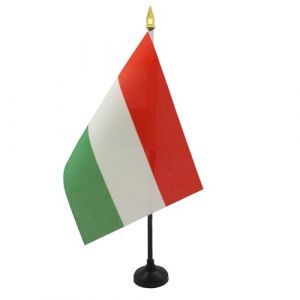 AZ FLAG - Mini Drapeau Hongrie De Table - 15x10 cm - Drapeau Hongrois De Bureau 100% Polyester avec Hampe Pointe Dorée