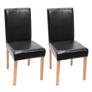 Lot de 2 chaises de séjour Littau, PU, noir, pieds clairs