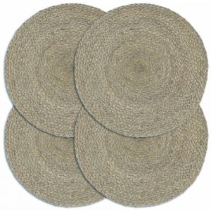 VidaXL Napperons 4 pcs Gris Plain 38 cm Rond Jute