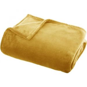 Atmosphera Plaid flanelle 130 x 180 cm - Couleur: Plaid flanelle 130 x 180 cm Ocre-Ocre$Jaune