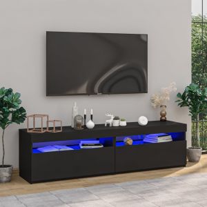 VidaXL Meubles TV 2 pcs avec lumi&egrave;res LED Noir 75x35x40 cm