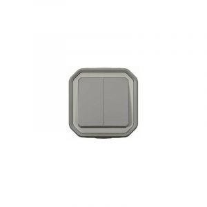 Legrand Commande double - Complète - En saillie - IP55 - Différents coloris - Plexo Gris - 069715L