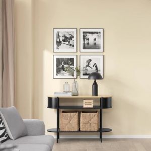 Sobuy Console d'Entrée Console avec Rangement Meuble de Couloir Multifonction Design Industriel Moderne pour Entrée, Salon ou Bureau Meuble Bois et Noir