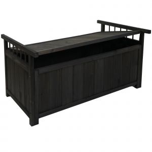 D&eacute;coshop26 Coffre De Rangement Jardin 108 Cm Coffre Ext&eacute;rieur Avec Couvercle En Bois De Sapin Anthracite 04_0009600