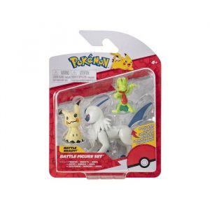 Coffret 3 pokemon arcko mimiqui absol de combat - set figurine pokemon vert et gris + 1 carte tigre - jouet gar&ccedil;on