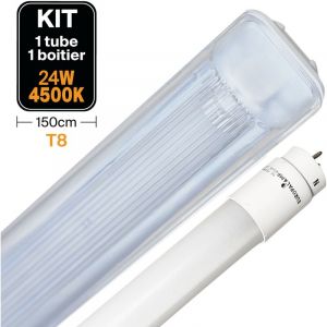 Europalamp Kit Tube LED T8 23W Blanc Neutre + Boitier Etanche 150cm - Blanc Neutre 4500K