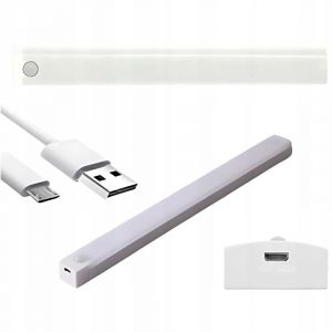 Lampe LED autocollante avec détecteur de mouvement, veilleuse USB de 20 cm, pour garde-robe sous les meubles