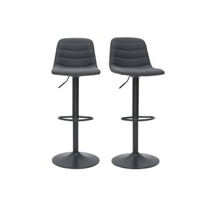 Miliboo Tabourets de bar réglables tissu et métal gris foncé (lot de 2) SAURY
