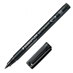 Staedtler Lumocolor 317, Feutres noirs permanents à pointe moyenne pour tout type de surface, Pointe de 1 mm, Boîte en carton avec 10 feutres, 317-9 VE