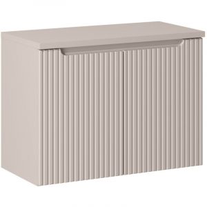 Meuble suspendu sous vasque avec plan 2 portes NOVA cachemire 80 cm