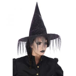 CHAPEAU SORCIERE TOILE ARAIGNEE NOIR VIOLET