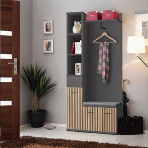 Ensemble de 3 meubles avec coussin Marco I - Gris/Beige - L 90 x H 203 x P 32 cm