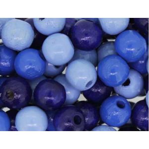 Rayher Perle en bois couleur 10 mm - Assortiment Bleu x 52