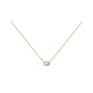 Collier doré à l'ir fin amazonite CAB OVALE