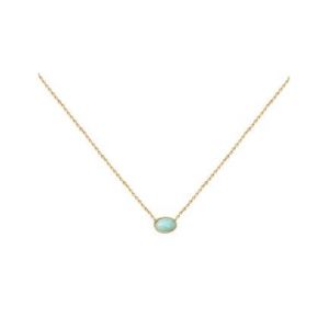 Collier doré à l'ir fin amazonite CAB OVALE