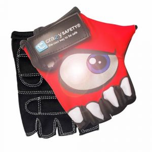 Gants velo enfant rouge crazy safety yeux reflechissants