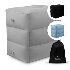 Coussin de voyage pour avion - Coussin repose-pieds gonflable réglable en hauteur pour le voyage : Gris