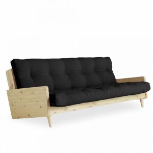 Image de Inside75 Canapé 3/4 places convertible INDIE style scandinave futon gris foncé couchage 130*190 cm. - noir