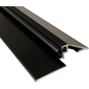 Seuil de porte pmr (Norme Handicap) aluminium avec joint et découpe d'angles (Laqué noir, 830mm) Homewell