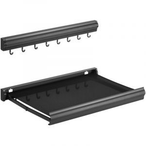 Todeco Sechoir Linge Mural R&eacute;tractable avec &Eacute;tag&egrave;re Filet & 8 Crochets, Etagere Salle De Bain, &Eacute;tendoir &agrave; Linge Design Pliable