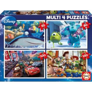 Educa 4 Puzzles Disney - Cars - Toy Story - Monstres et Cie Et Nemo 50 - 80 - 100 - 150 Pieces