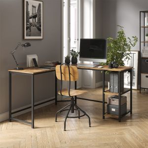 Vicco - Bureau d'angle "Fyrk" Vieux bois/Noir
