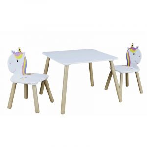 Altobuy UNICORN Ensemble Table et 2 Chaises Enfant Motif Licorne