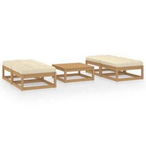VidaXL Salon de jardin 5 pcs avec coussins bois de pin massif