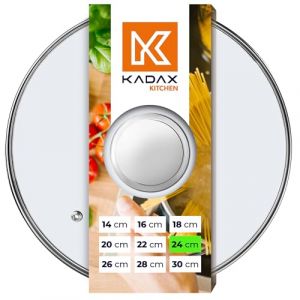 KADAX Couvercle en verre &Oslash; 24 cm pour casseroles et po&ecirc;les, verre r&eacute;sistant &agrave; la chaleur, avec trou vapeur int&eacute;gr&eacute;, pour surveiller la cuisson sans interrompre le processus
