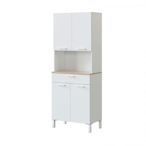 Alter Armoire polyvalente avec quatre portes battantes et un tiroir, couleur blanche, Dimensions 72 x 186 x 40 cm