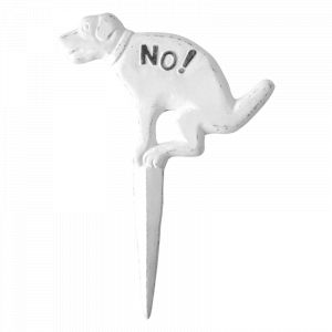 Esschert design Panneau en forme de chien avec inscription "No" en fonte - Blanc - L 23 x H 31,9 cm