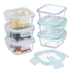 Relaxdays Boîtes Alimentaires en Verre, Lot de 6, Couvercle hermétique en Plastique, 520 ML, récipients, Transparents