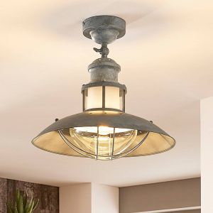 Plafonnier &agrave; intensit&eacute; variable 'Louisanne' en m&eacute;tal pour cuisine - gris b&eacute;ton, transparent