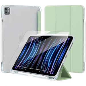 Coque + Verre Tremp&eacute; pour iPad Pro 11 Pouces (2022/2021/2020/2018) Protection Anti-Rayures avec Porte-Stylet - Vert - BOOLING