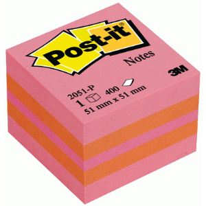 Post-It Bloc-notes Cube N&eacute;on 400 feuilles (51x51 mm)