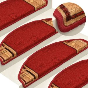 VidaXL Tapis d'escalier autocollants 15 pcs Rouge 65x21x4 cm