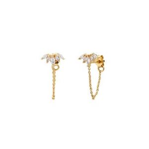 Image de Boucles d'oreilles chaine dorées à l'or fin DIANE