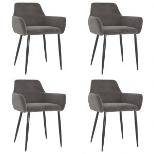 Image de VidaXL Chaises de salle à manger, 4 pcs Gris foncé Velours