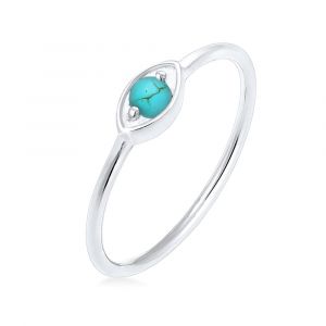 Elli Bague Femmes Mauvais &OElig;il Talisman avec Howlite en Argent Sterling 925 Plaqu&eacute; Or