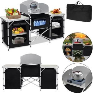 Aufun Cuisine de Camping Placard, Armoire Pliable avec Protection Contre Le Vent 174 x 46x 110cm 5 Compartiments