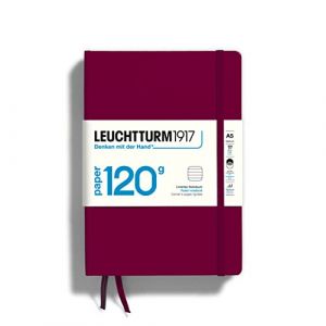 LEUCHTTURM1917 363536 Carnet 120 g/m² Paper Edition, couverture rigide, Medium (A5), Port Red, ligné