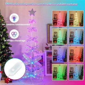 Giantex Sapin de Noël en Spirale de 210 cm avec 341 Lumières LED Colorées, Bureau