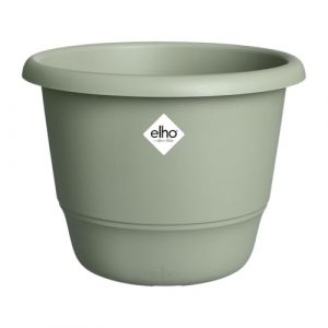 Elho Amiga Rond 55 - Pot de Fleur - Interieur & Ext&eacute;rieur - Plastique 100% Recycl&eacute; - &Oslash; 55 x H 41.3 cm - Vert/Vert Thym