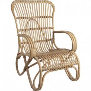 Aubry Gaspard Fauteuil en Manau et Moelle de rotin naturelle détente 60x75x90cm