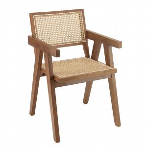 Macabane Fauteuil en bois d'Hévéa Albane beige - 51x53x82 cm