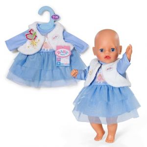 Zapf Creation BABY born Robe d'hiver Bleue avec Manches Longues, Jupe en Tulle et Gilet en Peluche pour poupées de 36 cm, 838822