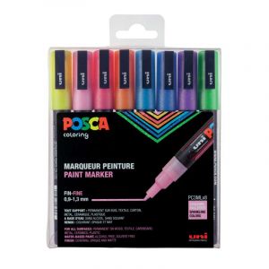 Posca Set de 8 feutres pointe conique PC-3M paillet&eacute;s, 0,9-1,3 mm, Pointe en c&ocirc;ne