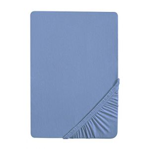 Biberna 77155/256/087 Drap Housse en Jersey Stretch pour un Lit Bleu Océan 180 x 200 cm à 200 x 200 cm
