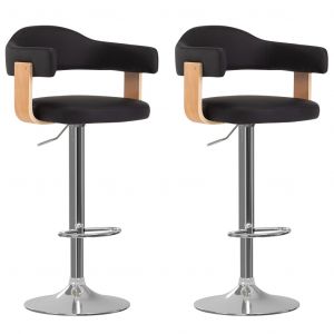 VidaXL Tabourets de bar 2 pcs Noir Bois courb? et similicuir