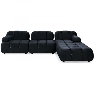 Menzzo Canapé design modulable et transformable Hollywood Velours Noir